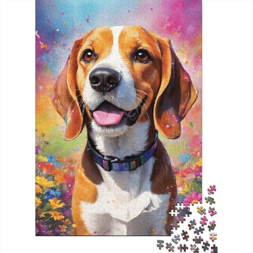 Puzzle 500 Teile für Kinder, Kunst, Blumen, Hunde, Puzzle für Kinder, Holzbrettpuzzle, gutes Geschenk für Kinder (52 x 38 cm) von XJmoney