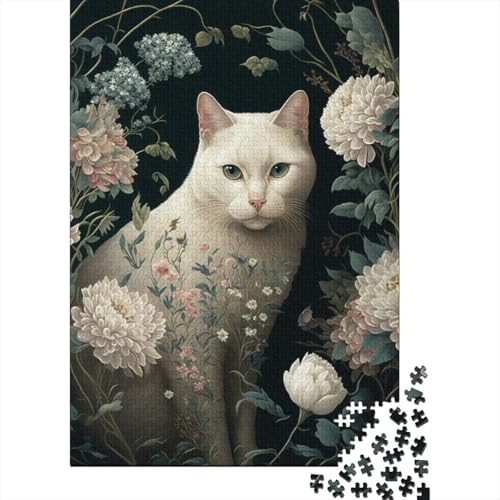 Puzzle Art Weiße Katze, 300-teiliges Puzzle, Holzpuzzle für Erwachsene ab 18 Jahren, Lernspiele, 300 Teile (40 x 28 cm) von XJmoney