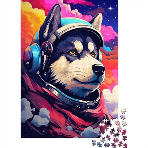 Puzzle Astronaut Husky, 500-teiliges Puzzle für Kinder und Holzpuzzle, geeignet für Kinder und Jugendliche ab 18 Jahren, Geschenk zum Geburtstag, 500 Teile (52 x 38 cm) von XJmoney