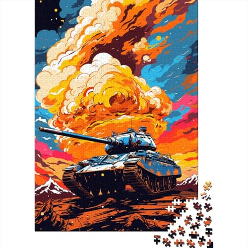 Puzzle Bunter Kunstpanzer 500-teiliges Puzzle Holzpuzzle für Kinder ab 18 Jahren Lernspiele 500 Teile (52 x 38 cm) von XJmoney