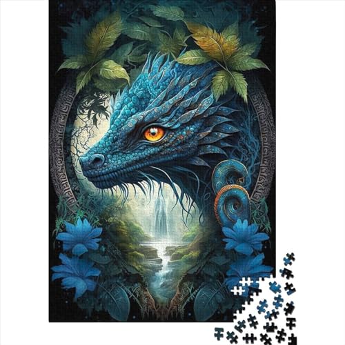 Puzzle Drache im Mandala-Dschungel, Holzpuzzle, anspruchsvolles Spiel, quadratische Puzzles für Erwachsene und Kinder, 300 Teile (40 x 28 cm) von XJmoney