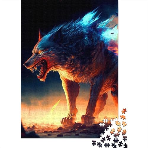 Puzzle Fantasie-Wolf, Puzzle für Erwachsene, Holzbrett-Puzzle, anspruchsvolles Spiel, 300 Teile (40 x 28 cm) von XJmoney