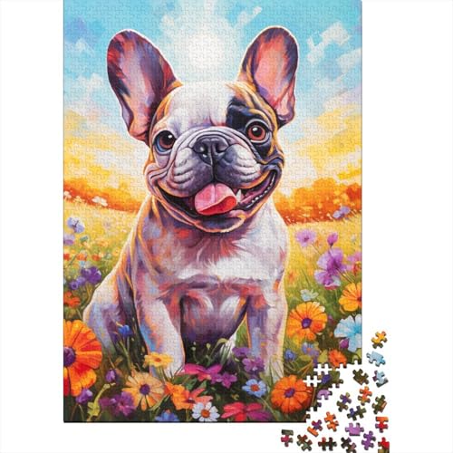 Puzzle Französische Bulldogge Puzzle Edelkarton Steckpuzzle für Kinder und Erwachsene ab 12 Jahren, Geburtstagsgeschenk 70x50cm/1000 Teile von XJmoney