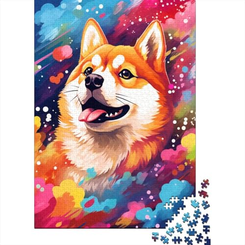 Puzzle-Geschenk, farbenfrohes Kunst-Corgi, 300-teiliges Puzzle für Kinder, Holzpuzzle für Kinder und Heimdekoration, 300 Teile (40 x 28 cm) von XJmoney