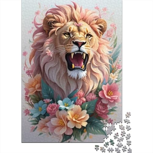 Puzzle-Geschenk, künstlerischer Blumenlöwe, 500-teiliges Holzpuzzle für Kinder und Heimdekoration, 500 Teile (52 x 38 cm) von XJmoney