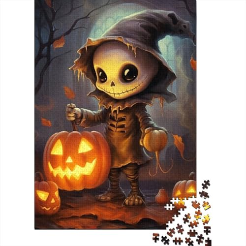 Puzzle Halloween-Skelett, 500-teiliges Puzzle für Erwachsene und Holzpuzzle, geeignet für Erwachsene und Jugendliche ab 18 Jahren, Geschenk zum Geburtstag, 500 Teile (52 x 38 cm) von XJmoney