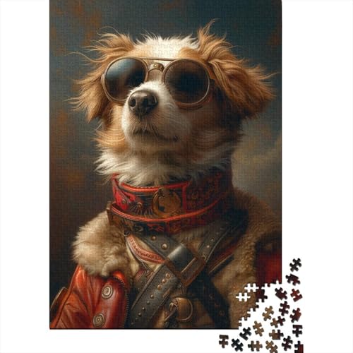 Puzzle Hund mit Sonnenbrille aus 100% recyceltem Karton für Jungen und Mädchen, Puzzle-Geschenk zum Kindertag, 38 x 26 cm / 1000 Teile von XJmoney