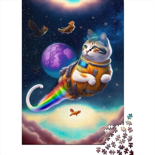 Puzzle Nyan CAT für Erwachsene und Kinder, Holzpuzzle, Lernspielzeug, 1000 Teile (75 x 50 cm) von XJmoney