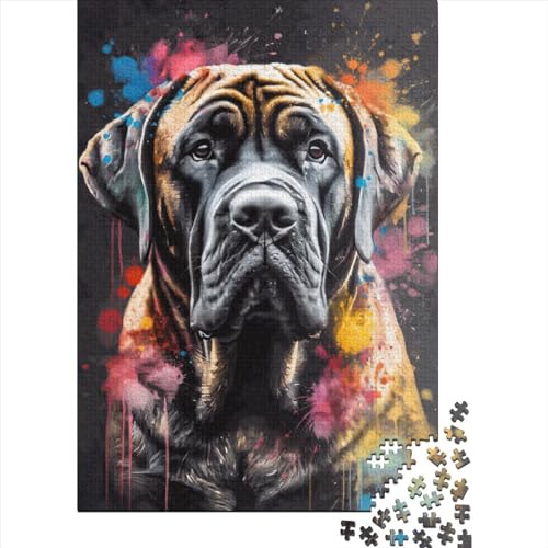 Puzzle Spanischer Mastiff Relax Challenge Spielzeug Papier Puzzle rechteckig für Erwachsene Kinder Vatertagsgeschenke 38 x 26 cm / 1000 Stück von XJmoney