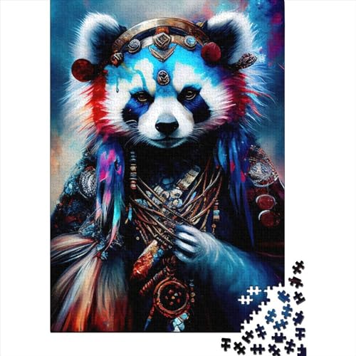 Puzzle Spielzeug Pop Art Tier Panda Rot Lernspiel 100% recycelter Karton Puzzle für Kinder Erwachsene Geschenke zum Kindertag 70x50cm/1000 Teile von XJmoney