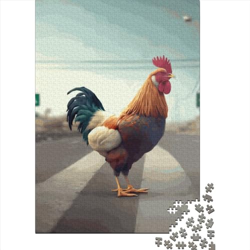 Puzzle aus 100 % recyceltem Karton, Hahn und Huhn, für Kinder und Erwachsene, 38 x 26 cm, 1000 Teile von XJmoney