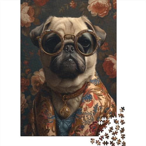 Puzzle aus Premium-Karton mit lustigem Hund für Jungen oder Mädchen, Vatertagsgeschenke, 70 x 50 cm / 1000 Teile von XJmoney