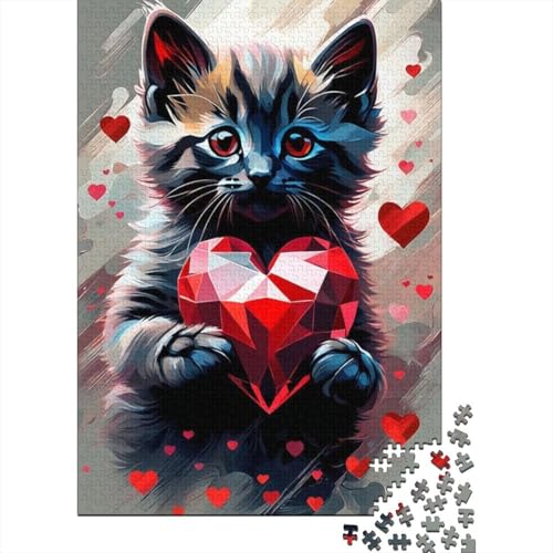 Puzzle für Erwachsene, 1000 Teile, Kunst, Tier, Katze, Puzzlespiel, Holzpuzzle, Teenager und lustige Puzzlespiele, 1000 Teile (75 x 50 cm) von XJmoney