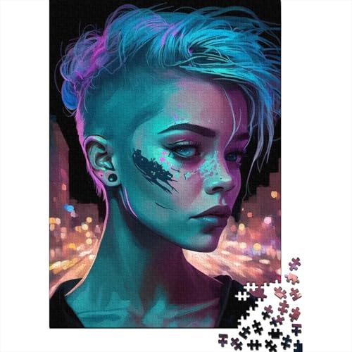 Puzzle für Erwachsene, 1000 Teile, Punk-Girl (29), kreatives DIY-Puzzle aus Holz für über 18 Jahre und Erwachsene, 500 Teile (52 x 38 cm) von XJmoney