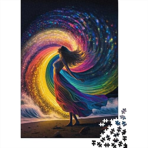 Puzzle für Erwachsene, 1000 Teile, Regenbogengeist, kreatives DIY-Puzzle, Holzpuzzle für über 18 Jahre und Erwachsene, 500 Teile (52 x 38 cm) von XJmoney