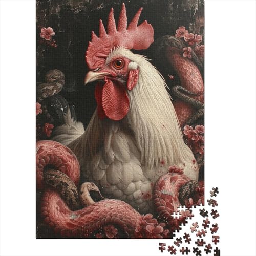 Puzzle für Erwachsene, 1000 Teile, Tier-Hahn, Holzpuzzle für Erwachsene, nachhaltiges Puzzle für Erwachsene | Spiele 1000 Teile (75 x 50 cm) von XJmoney