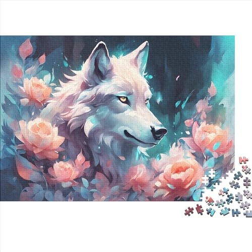 Puzzle für Erwachsene, 1000 Teile, weißer Wolf, kreatives rechteckiges Puzzle, Dekompressionsspiel, 1000 Teile (75 x 50 cm) von XJmoney