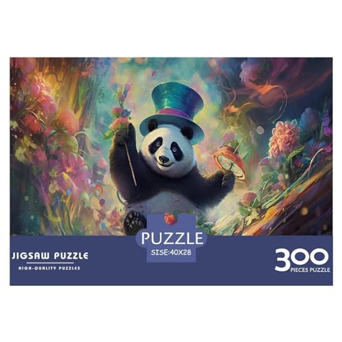 Puzzle für Erwachsene, 300 Teile, Panda_Magician-Puzzle, kreatives rechteckiges Puzzle, Dekomprimierungsspiel, 300 Teile (40 x 28 cm) von XJmoney