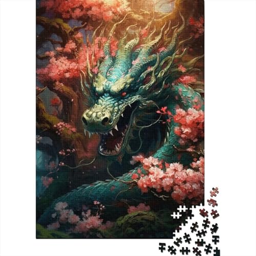 Puzzle für Erwachsene, 300 Teile, japanischer Drache, Kirschpuzzle, Lernspiel, Spielzeug, Familiendekoration, 300 Teile (40 x 28 cm) von XJmoney