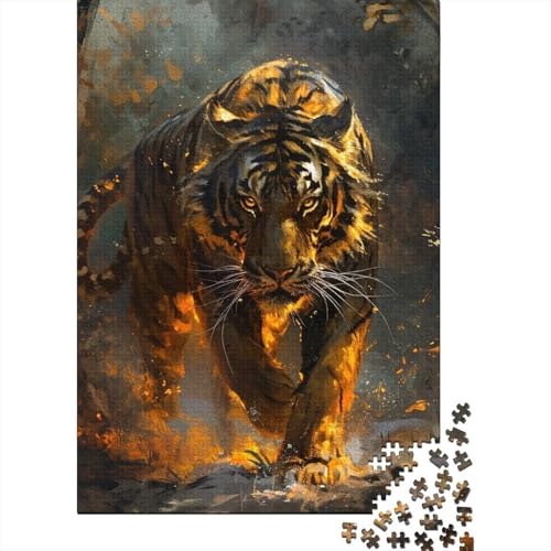 Puzzle für Erwachsene, 300 Teile, künstlerisches Tiger-Puzzlespiel, Holzpuzzle für Teenager und lustige Puzzlespiele, 300 Teile (40 x 28 cm) von XJmoney