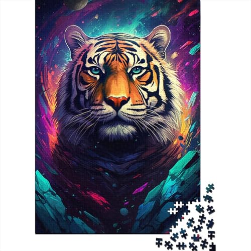 Puzzle für Erwachsene, 500 Teile, Art Tiger, Holzbrettpuzzle für Kinder, lustige, 500 Teile (52 x 38 cm) von XJmoney