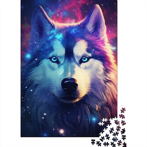 Puzzle für Erwachsene, Art Galaxy Husky, 500-teiliges Puzzle für Erwachsene, Holzpuzzle für Erwachsene und ab 18 Jahren, Lernspiel, 500 Teile (52 x 38 cm) von XJmoney