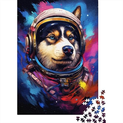 Puzzle für Erwachsene, Astronaut Husky, 300-teiliges Puzzle, Holzpuzzle für Erwachsene und ab 18 Jahren, Puzzlespaß, Puzzlespiele, 300 Teile (40 x 28 cm) von XJmoney