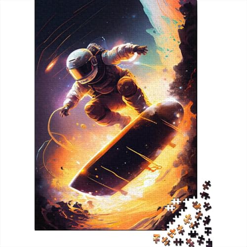 Puzzle für Erwachsene, Astronauten-Galaxie-Surfen, 300-teiliges Puzzle für Erwachsene, Holzpuzzle für Erwachsene und ab 18 Jahren, anspruchsvolles Spiel, 300 Teile (40 x 28 cm) von XJmoney