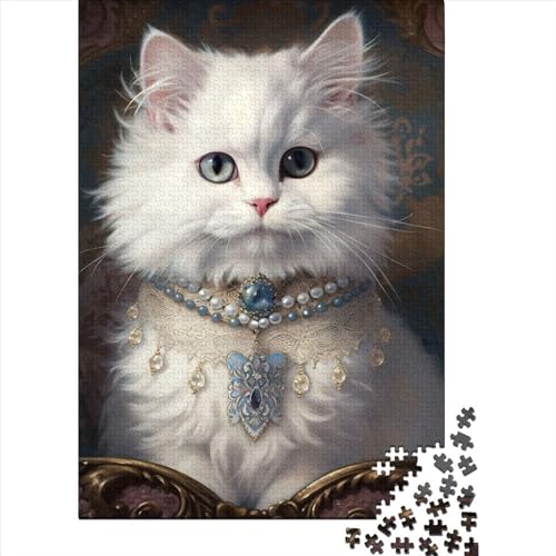 Puzzle für Erwachsene, Flauschiges weißes Kätzchen, 10 Puzzles, anspruchsvolles Denkspiel, 300 Teile (40 x 28 cm) von XJmoney