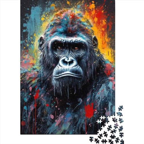 Puzzle für Erwachsene, Gorilla-Malerei, anspruchsvolles Denkspiel, 1000 Teile (75 x 50 cm) von XJmoney