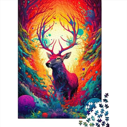 Puzzle für Erwachsene, Hirsch, Holzbrett-Puzzles für Erwachsene, lustig, 500 Teile (52 x 38 cm) von XJmoney