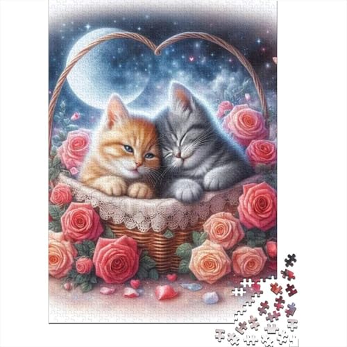 Puzzle für Erwachsene, Kunst, Tier, Katze, 1000-teiliges Puzzle, Holzpuzzle, geeignet für Erwachsene zur Heimdekoration, 1000 Teile (75 x 50 cm) von XJmoney