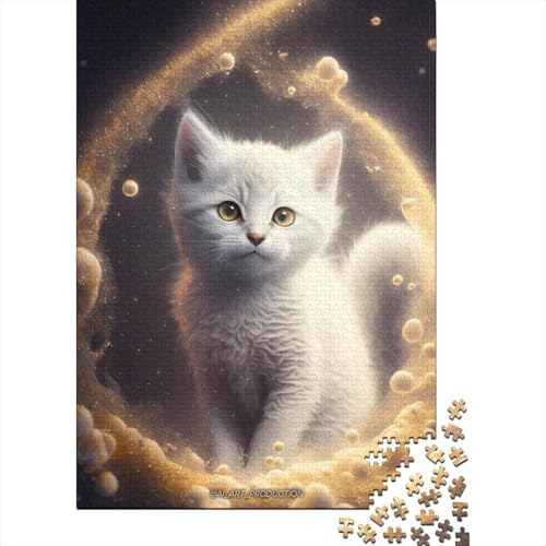 Puzzle für Erwachsene, Kunst, Tier, Katze, 500-teiliges Puzzle, Holzpuzzle für Erwachsene und herausforderndes Spiel, 500 Teile (52 x 38 cm) von XJmoney