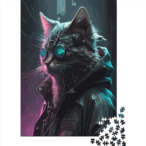 Puzzle für Erwachsene, Punk-Katzen, Holzpuzzle für Kinder ab 12 Jahren, anspruchsvolles Spiel, 300 Teile (40 x 28 cm) von XJmoney