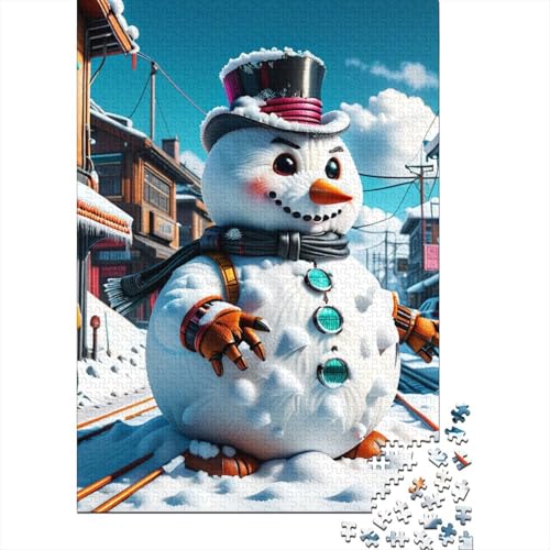 Puzzle für Erwachsene, Schneemann, Holzpuzzle für Erwachsene und Teenager, nachhaltiges Puzzle für Erwachsene, 1000 Teile (75 x 50 cm) von XJmoney