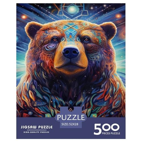 Puzzle für Erwachsene, Tier-Bären-Puzzle, Holzpuzzle, Puzzle für Erwachsene, Lernspiel, Herausforderungsspielzeug, 500 Teile (52 x 38 cm) von XJmoney