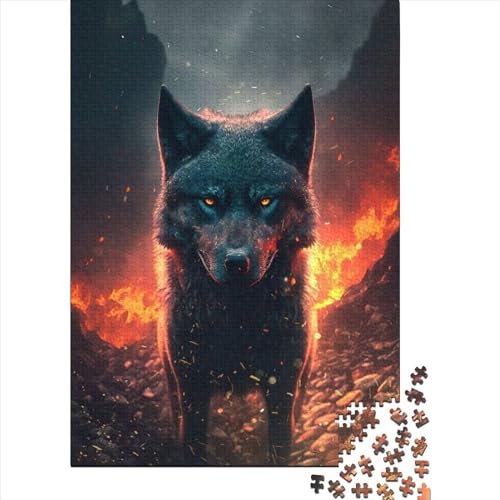 Puzzle für Erwachsene, Wilder schwarzer Wolf, anspruchsvolles Denkspiel, 1000 Teile (75 x 50 cm) von XJmoney