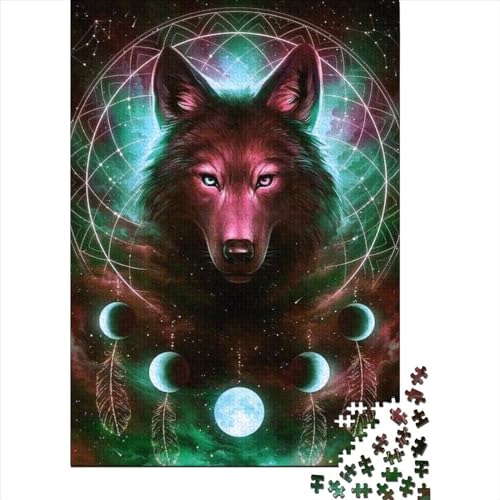 Puzzle für Erwachsene, Wolf, kreative rechteckige Puzzles, Holzpuzzle 1000 Teile (75 x 50 cm) von XJmoney