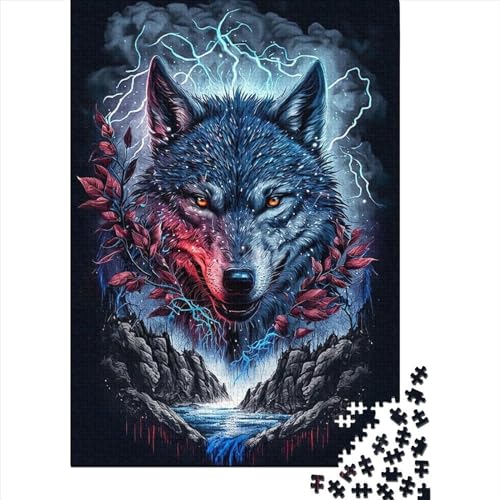 Puzzle für Erwachsene, bemaltes Wolf-Kunstwerk, anspruchsvolles Denkspiel, 1000 Teile (75 x 50 cm) von XJmoney