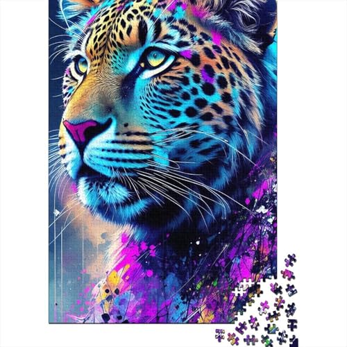 Puzzle für Erwachsene, bunter Leopard, 1000 Teile, Holzpuzzle für Erwachsene ab 18 Jahren, Lernspiel, 1000 Teile (75 x 50 cm) von XJmoney