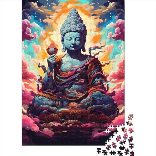 Puzzle für Erwachsene, farbenfrohe, künstlerische Buddha-Statue, 300-teiliges Puzzle, Holzpuzzle, geeignet für Erwachsene und über 18 Jahre, Denksport-Puzzle 300 Teile (40 x 28 cm) von XJmoney