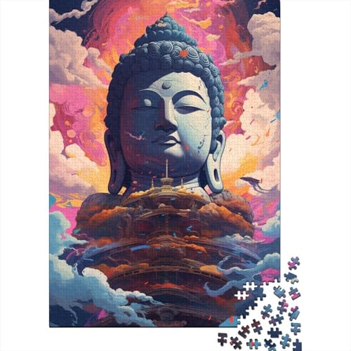 Puzzle für Erwachsene, farbenfrohe, künstlerische Buddha-Statue, 300-teiliges Puzzle, Holzpuzzle für Erwachsene und Jugendliche ab 18 Jahren, anspruchsvolles Spiel, 300 Teile (40 x 28 cm) von XJmoney