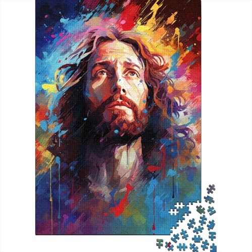 Puzzle für Erwachsene, farbenfrohe Kunst, Jesus, 500 Teile, Puzzle für Erwachsene, Holzpuzzle für Erwachsene und ab 18 Jahren, anspruchsvolles Spiel, 500 Teile (52 x 38 cm) von XJmoney