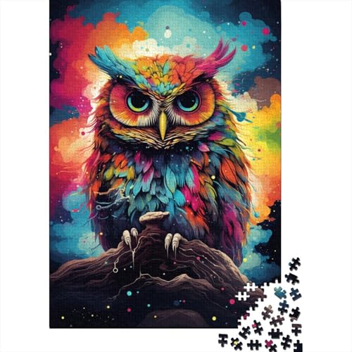 Puzzle für Erwachsene, farbenfrohe künstlerische Eule, 300-teiliges Puzzle, Holzpuzzle für Erwachsene und Jugendliche ab 18 Jahren, anspruchsvolles Spiel, 300 Teile (40 x 28 cm) von XJmoney