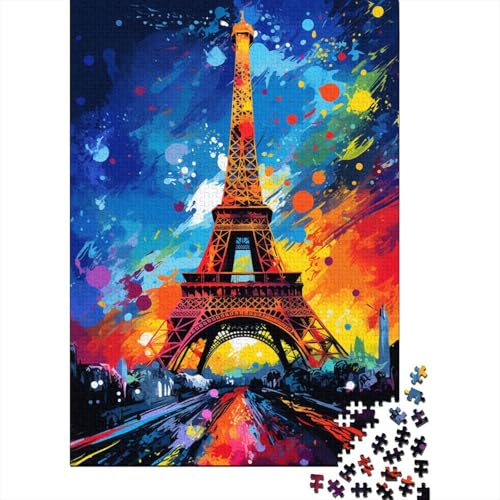 Puzzle für Erwachsene, farbenfroher, künstlerischer Eiffelturm, 300 Teile, Puzzle für Erwachsene, Holzpuzzle für Erwachsene und ab 18 Jahren, anspruchsvolles Spiel, 300 Teile (40 x 28 cm) von XJmoney