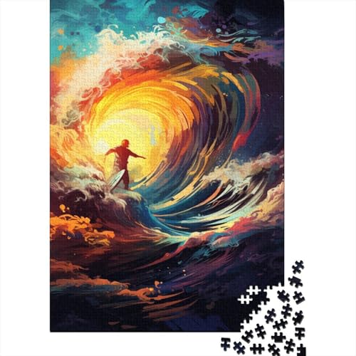 Puzzle für Erwachsene, farbenfrohes Kunst-Surfen, 300-teiliges Puzzle, Holzpuzzle für Erwachsene und ab 18 Jahren, Puzzlespaß, Puzzlespiele, 300 Teile (40 x 28 cm) von XJmoney