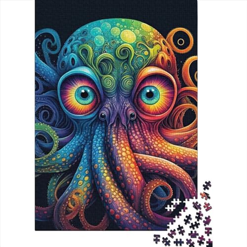 Puzzle für Erwachsene, farbenfrohes Oktopus-Holzpuzzle für Kinder ab 12 Jahren, anspruchsvolles Spiel, 300 Teile (40 x 28 cm) von XJmoney