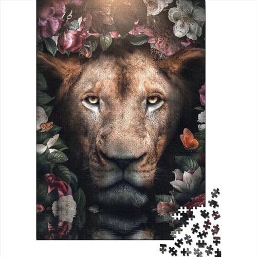 Puzzle für Erwachsene, geblümter Löwe, anspruchsvolles Denkspiel, 500 Teile (52 x 38 cm) von XJmoney