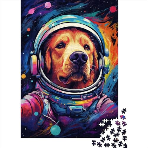 Puzzle für Erwachsene, künstlerischer Astronaut, Golden Retriever, 300-teiliges Puzzle für Erwachsene, Holzpuzzle für Erwachsene und ab 18 Jahren, Lernspielzeug, 300 Teile (40 x 28 cm) von XJmoney