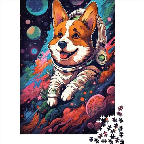 Puzzle für Erwachsene, künstlerischer Astronaut Corgi, 300-teiliges Puzzle für Erwachsene, Holzpuzzle für Erwachsene und ab 18 Jahren, Lernspielzeug, 300 Teile (40 x 28 cm) von XJmoney